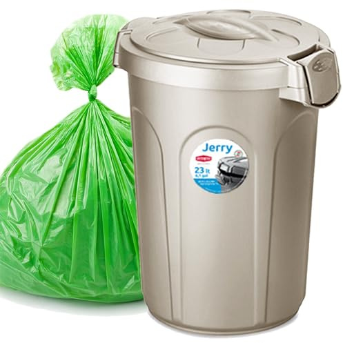 HomeCentre Kitchen Bin 23L, Plastic Waste Bin with Clip-On Lid, Beige