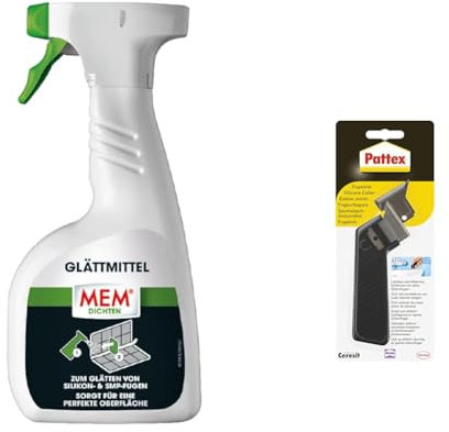 MEM Glättmittel zum Glätten und Modellieren von Dichtstofffugen & Pattex Fugenhai, handlicher Fugenkratzer zum Entfernen von alten Silikonfugen im Sanitärbereich