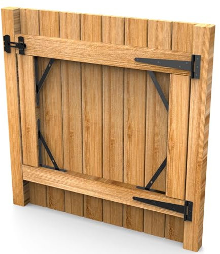 Zauntorrahmen-Set mit 20,3 cm Scharnieren und Torriegel, inklusive Eckstrebenhalterungen, geeignet für Holzschuppentüren und Scheunentüren