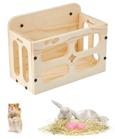 SUPERFINDINGS 1Set Guinea Pig Hay Feeder Rabbit Hay Feeder Wooden Hay Manger Rack Grass Holder Food Dispenser Holder Cage for Rabbit Bunny Chinchillas Guinea Pig Small Animal Supplies
