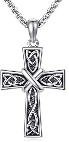 POPLYKE Kreuz Halskette für Herren Damen 925 Sterling Silber Keltische Kreuz Halskette für Herren Kreuz Anhänger Halskette Schmuck für Herren Valentinstag