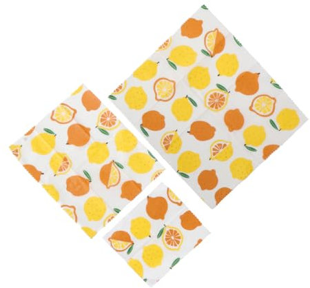 minkissy 3pcs Beeswax Food Grade Organic Cotton Reusable Wraps for Fridge Storage
