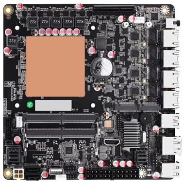 SJRC 6 Bay NAS Motherboard 12th Gen Core i5 12450H, 6 x M.2 NVMe Mini ITX MBOD with 4 Port i226V 2.5GbE LAN, 17 x17 cm Computer Board with PCIe4.0 x4, Barebone (No RAM/SSD/OS)