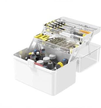 Werkzeugkoffer Multifunktionale Hardware-Werkzeugkiste, weiße Aufbewahrungsbox mit großem Fassungsvermögen, Elektriker-Reparaturbox in Industriequalität, Organisationsbox for Haushaltsgegenstände Werk