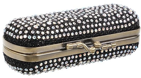 LIFKOME Lippenstiftetui Metall Mit Integriertem Spiegel Kompakter Make up Organizer Für Handtasche Tragbar Und Platzsparend Schwarz Schmuckkästchen Für Reisen