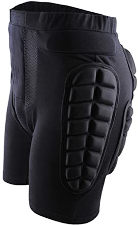 WOONEKY Hockeyhose Kurz Mit Stoßdämpfung Und Elastischem Bund Gepolsterte Skihose Für Kinder Und Jugendliche Für Downhill Und Radfahren Schwarz