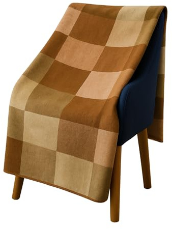 Tommy Lion - Cozy Alpaca Wool Blanket 60x80 in, Handmade Ultra Soft Throw, Queen & Full Size, Boho Colors Parttern. (Brown, FULL)