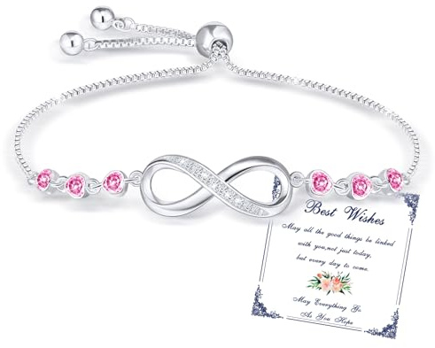 Infinity Armband Damen Silber Tennisarmband Geschenke für Frauen Mädchen | Herz Zirkon Unendlichkeitszeichen Einstellbar