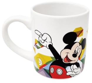 Disney Taza de té con diseño de Mickey Mouse, de cerámica, para desayuno, merienda, lavable en lavavajillas, 24 cl