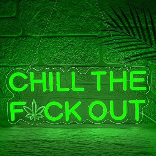 Lxmoneon Chill Neon Schild Chill Out Neon Signs Dimmbare Chilling Zitat Leuchtschilder Lustiges grünes Buchstaben Neonlicht Zeichen für Schlafzimmer Zuhause Bar Club Männerhöhle Party Geschenk