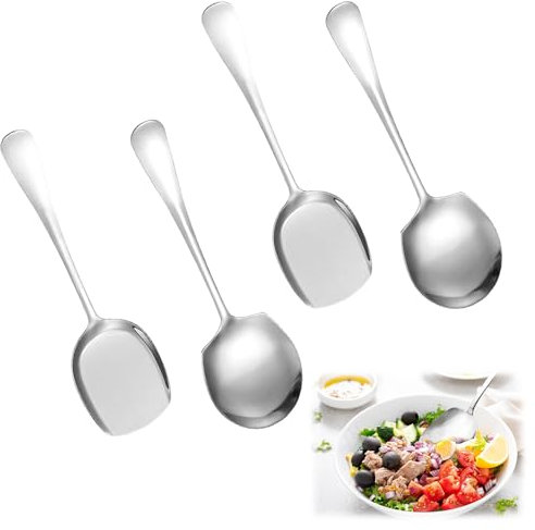 4 Stück Servierlöffel Edelstahl,Salatbesteck Edelstahl Buffet Esslöffel,Große Löffel Mit Langem Griff,Große Buffetlöffel Vorlegebesteck,Vorlegelöffel für Buffetrestaurants, Hotels, Picknicks, Partys.