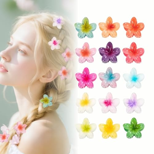 15 Pince Cheveux Fleur 4cm Accessoire Cheveux Adorable Accessoire de Cheveux Pince Cheveux Fleur Hawaienne Anti-Dérapante Adaptée à la Vie Quotidienne Fête Plage