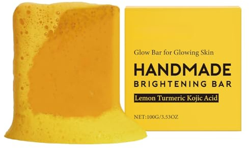 Handmade Kurkuma Seife – Turmeric & Kojic Acid Soap Bar für Dark Spots & Acne – Aufhellende Gesichts- & Körperseife für Porentiefe Reinigung, Glatte Haut & Natürliche Pflege