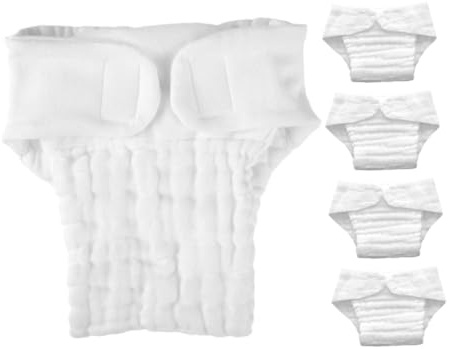 Milisten 5pcs Reusable Cotton Baby Nappy Insert Liners Soft Fabric Cloth Diaper Inserts for Toddler Sleep and Home Use White Size L
