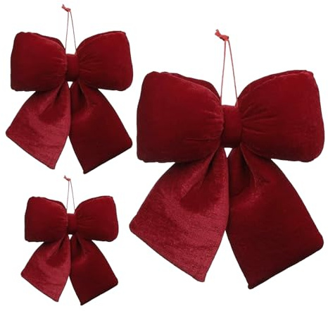 3 Stück Rot Weihnachtsschleife Groß Dunkelrot Geschenkschleife Set, 14cm+20cm+30cm Samt Grosse Rote Schleifen Weihnachten Weihnachtsbaum Deko, Weihnachtsschleifen Christbaumspitze Für Die Tür Haustür