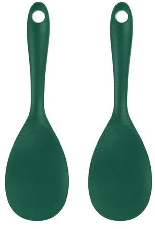QUARKZMAN 2 Pezzetti Cucchiaio Per Riso In Silicone Antiaderente Cucchiaino Resistente Al Calore Per Riso, Insalate, Patate Verde Scuro
