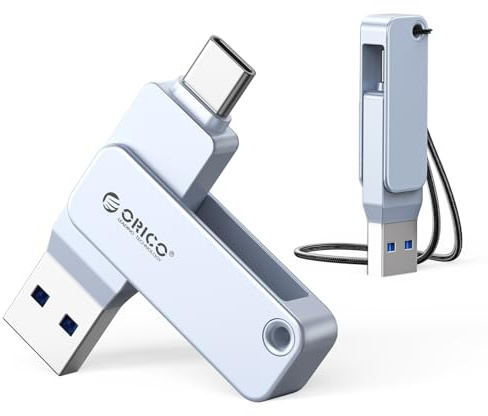 ORICO USB-minne 128 GB USB-C och USB-A, 150 MB/s, USB 3.2 Gen 1, blå, EB05