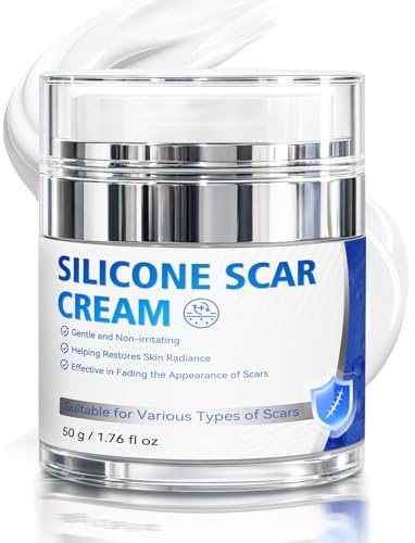 Scar Cream, Silicone Scar Gel, Professional Scar Removal Cream for Surgical Scars, Stretch Marks, Keloids, Burns, Acne, Old and New Scars, 1.76 oz (50ml)