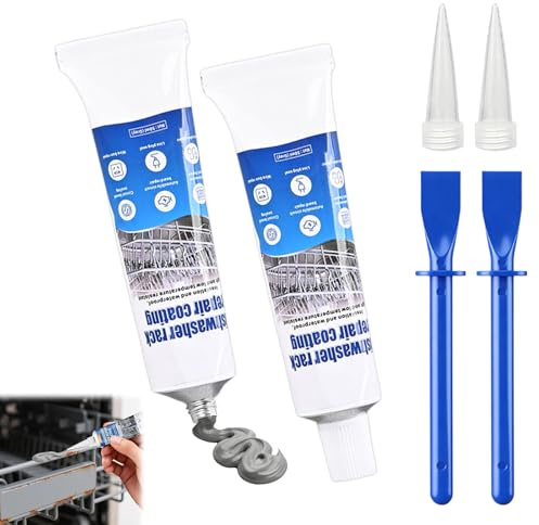 Dmrbiy 2 Sets Spülmaschinenkorb Rost Reparatur, Hitzebeständig, Wasserfest Und Rostfrei, Geschirrspüler-Korb Reparatur Gummi, Starke Klebekraft, 50 ml (Grau)
