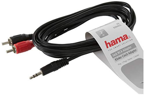HAMA Cavo 2 RCA M/Jack 3.5 mm M, 2 metri, nero, sfuso