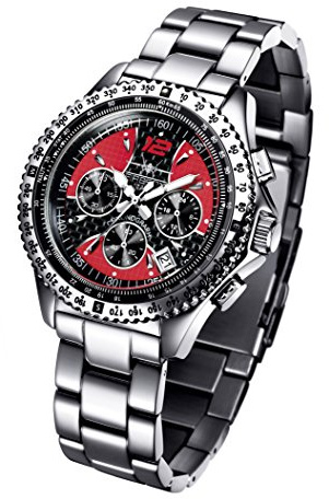 FIREFOX Racer FFS15-105 Carbon schwarz/rot Herrenuhr Armbanduhr Chronograph massiv Edelstahl Sicherheitsfaltschließe 10 ATM Prüfdruck