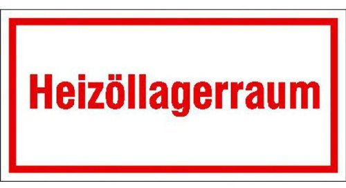 Indigos UG Aufkleber Heizöllagerraum Hinweisschild Betriebskennzeichnung - 20x10 cm - selbstklebender Sicherheits Aufkleber für Tür oder Wand - Warnschild für Gebäude, Hotel, Büro, Firma, Haus, Praxis