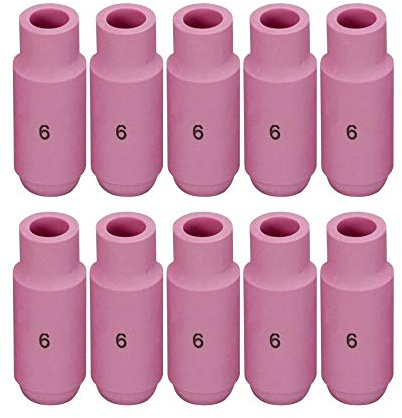 RIVERWELD TIG-Schweißdüse mit Keramikschutzkappen 10N48 6# 9,5 mm, 10 Stück | Aluminiumoxiddüsen 3/8 für QQ300 PTA DB SR WP 17 18 26 WIG-Schweißbrenner