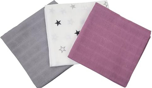 Windel VIP Stoffwindel Mulltücher 3 Stück Öko-Tex 100 Premium Qualität (Stars/pink)