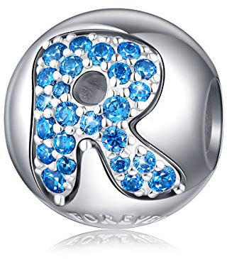 FOREVER QUEEN Damen Alphabet Buchstabe Charm Bead 925 Silber Sterling Brief Bead Charm für europäische Armbänder Charm Anhänger Mit Geschenkbox MEHRWEG