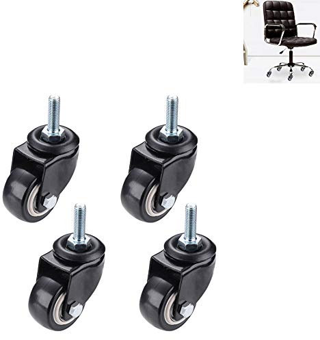Lot de 4 roulettes de chaise de bureau - 3,8 cm - Sans danger pour tous les sols - Protection du sol en caoutchouc y compris le bois dur - Remplacement parfait pour tapis de bureau - M8 x 25 mm