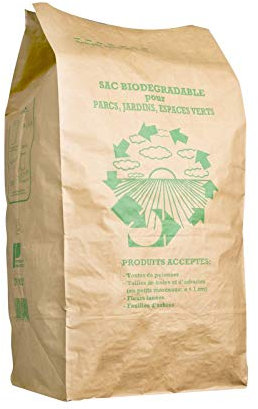 Bolsa vegetal biodegradable | Lote Eco de 25 bolsas de residuos verdes para jardín | vegetales: hojas, ramas, hierbas, orgánicas, capacidad 100 l, papel kraft muy resistente | 700 x 800 mm