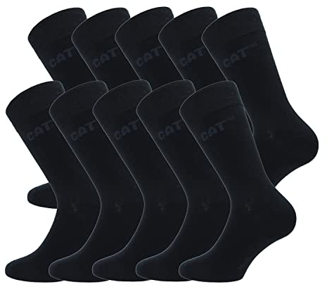 CAT Caterpillar 10 Paare Herrensocken kurze socken weicher Baumwolle Höhe unter dem Knie (Schwarz, 39-42)