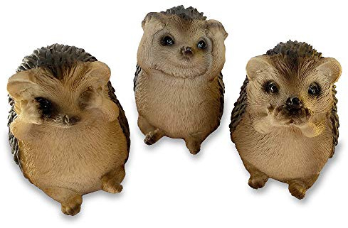 Objectz DREI kleine Igel - Nichts sehen hören Sagen - Deko für Garten und Wohnung, innen und außen, wetterfest, Herbsdeko