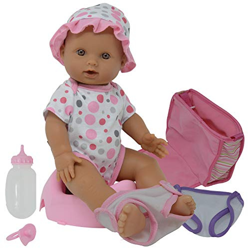 Drink and Wet Potty Training Baby Doll posable Dolls with Pacifier, Bottle, and Diapers - Helps Toilet Training for Kids (Hispanic)