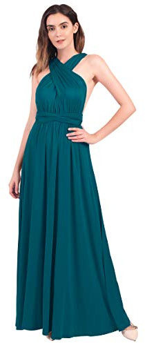 FYMNSI, abito lungo estivo da donna, vestito da sera a vestaglia, con scollatura a V e allacciatura sulla schiena, adatto per matrimoni, feste, aperitivi, spiaggia, blu-verde, XL
