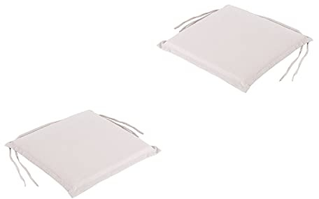 Pack 2 cojines asiento para silla de jardín Olefin color crudo, Medidas 42x40x4 cm, Repelente al agua, Desenfundable, Funda de cojín con relleno para sillas de terraza, Cojines silla de comedor jardín