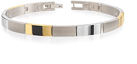 Boccia Damen Armband aus Titan in der Farbe Grau-Gold Plattiert Mattiert, Länge: 19,6cm, 03036-02