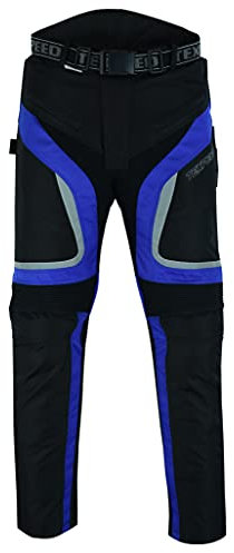 Texpeed Motorradhose Mit Protektoren Herren - Textil Wasserdicht Motorroller Motorrad Bikerin Mit Schutz Rüstung (EN 1621-1) Blau - L Taille/Lang Bein