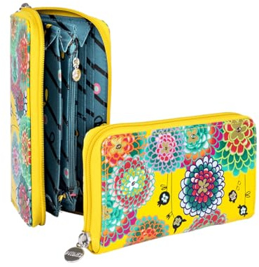 Pylônes, Wallet - Travel Dahlia - Coated Fabric - 19 x 11 cm, Yellow, Classic