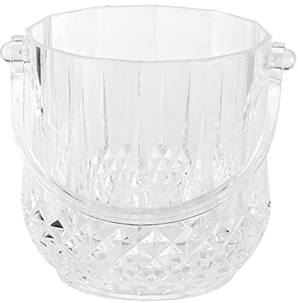 Plastic Ice Bucket, Household 1.8L Transparent Acrylic Ice Bucket with Carry Handle Champagne Wine Beer Drinks Cooler for Families Parties Barbecues Picnics(Transparent)