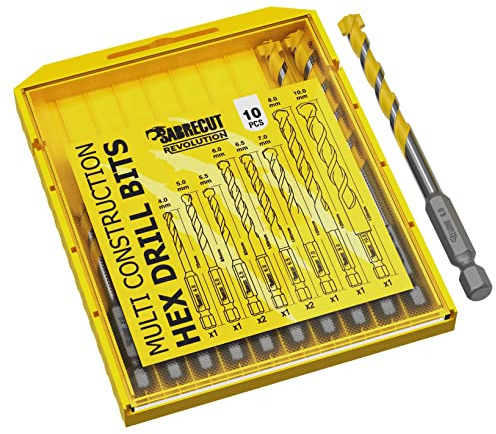 10 x SabreCut SCRMCH001 4mm 5mm 5,5mm 6mm 6,5mm 7mm 8mm 10mm Tige hexagonale Ultra Durable Longue durée de vie Marteau perforateur à pointe en carbure Multi Construction Forets