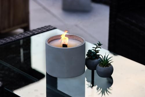 Bougie d'extérieur en béton avec mèche permanente, durée de combustion prolongée avec résidus de cire, feu de table, torche de jardin de pensée