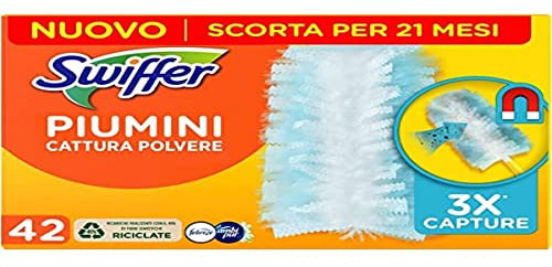 Swiffer Duster Piumini Catturapolvere, 42 Piumini, Profumo Freschezza di Ambi Pur, Cattura e Intrappola Polvere e Sporco, Raggiunge i Punti Più Difficili della Casa, Scorta per 21 Mesi