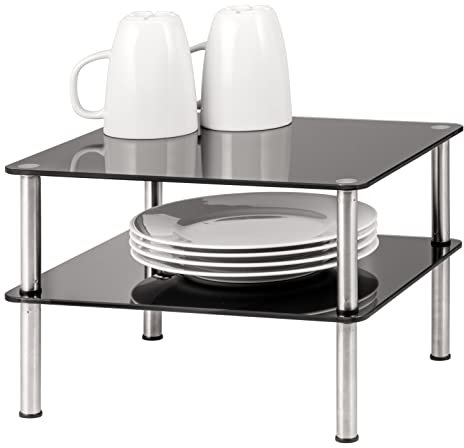 bremermann Tellerregal, Glasregal 2 Ebenen, Schrankeinsatz ca. 28 x 32 cm, Schrankregal (Schwarz)