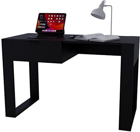 AKKE Karo Bureau Blanc Enfant Fille Garçon Ado Gaming Gamer Meubles Petit Bureau pour Ordinateur PC Console Table de Bureau ou Coiffeuse Scandinave Noir