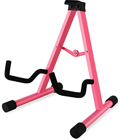 EastRock Support de Guitare Portable Étage Trépied Universel réglable A Fame Pliable Plusieurs guitares pour guitare acoustique Guitare électrique Basse (Rose)