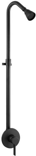 Aolemi Outdoor Shower Kit Fixtures System Faucet Single Handle with High Pressure Showerhead Exposed Shower Height Adjustable Shower Pipe,Matte Black