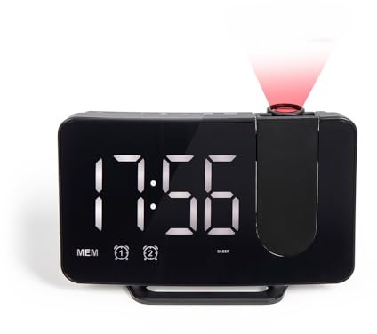 Livoo – Radio-réveil avec Projection de l’Heure AR320 – Double Alarme, 3 Niveaux d’intensité Lumineuse, Projection 3 Modes