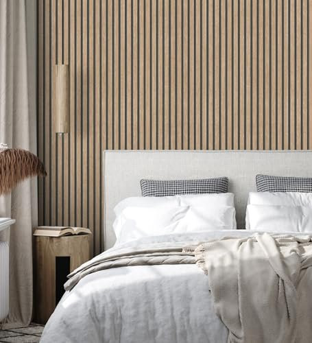 GAULAN 500682662 - Carta da parati con doghe di legno naturale che imitano il design a graticcio per pareti soggiorno cucina bagno camera da letto corridoio - Campione DIN A4