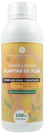 PLANETA HUERTO | Engrais liquide pour plantes à fleurs 1 L – Engrais liquide naturel et organique avec acides aminés et NPK équilibré, favorise une floraison intense et une couleur durable